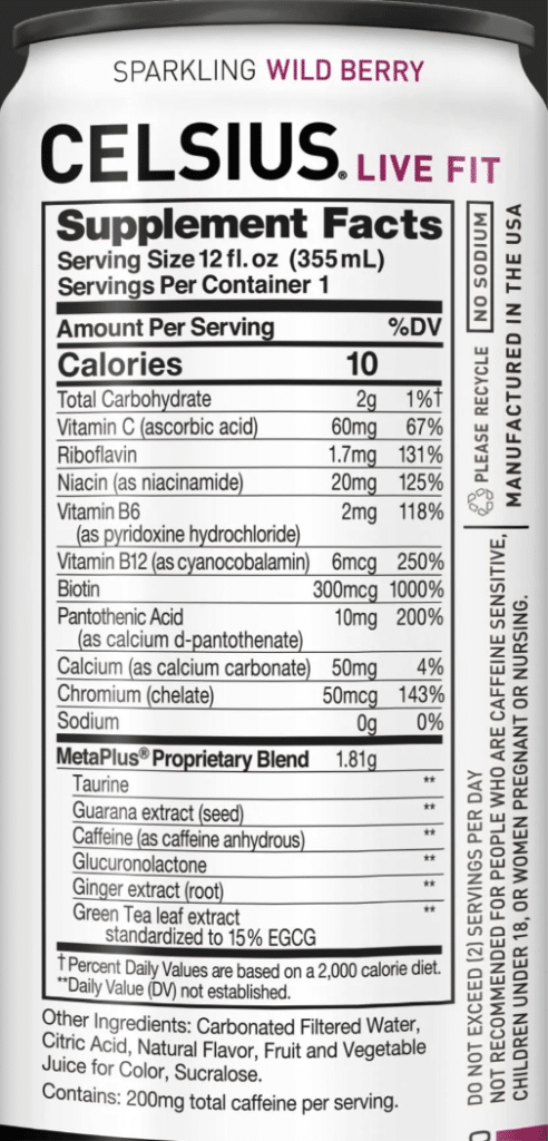 Celsius Ingredients